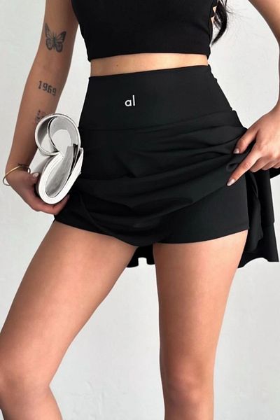 VibeGaia Fusta sport neagră plisată AO cu pantaloni scurți cu talie înaltă – Skort Athletic Tennis Model Shorts Fusta
