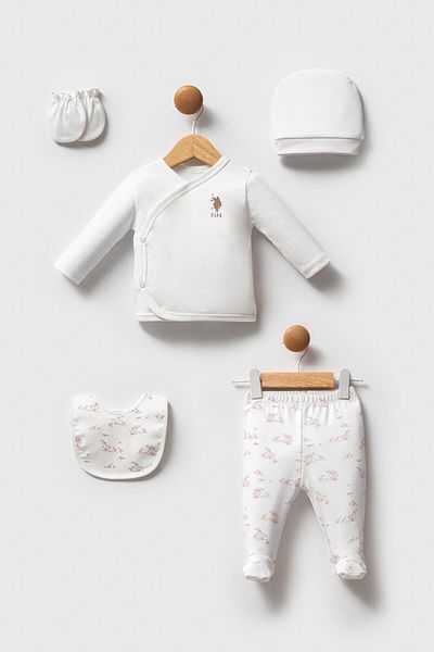 U.S. Polo Assn. U.S. Polo Assn Baby Girl White 5-Piece Hospital Release