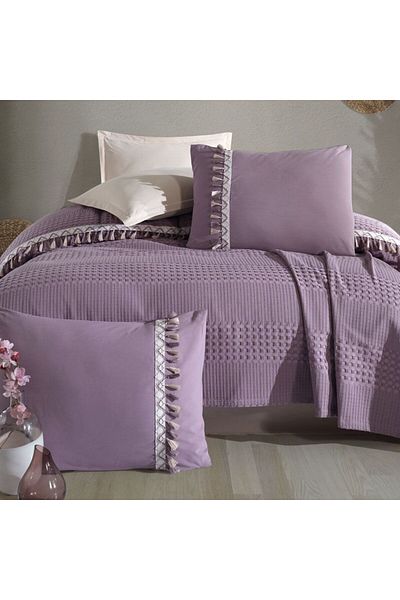 ŞENER HOME Clasy Διπλό Σετ Ζακάρ Πικέ Bohemline V7 Lilac