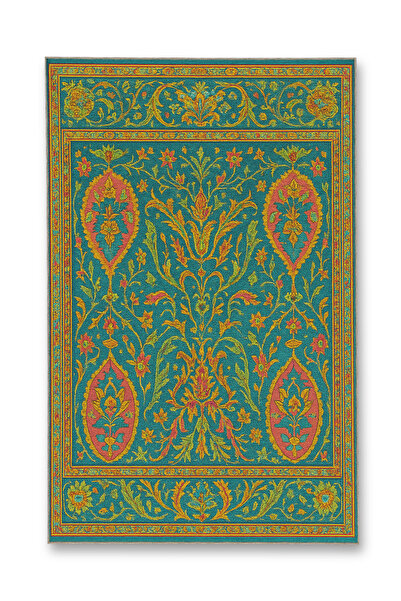 Rugs Modern Halı سجادة موسو زخرفية عتيقة بنمط زهور أزرق وأخضر على قاعدة منسوج...