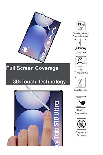 Generic عبوة من قطعتين من واقيات الشاشة الزجاجية المقواة الفاخرة لجهاز سامسونج جالاكسي تاب S10 ألترا