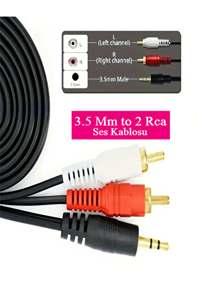 Conigitar 2Rca 3.5Mm Stereo Lale 2xRCA Aux Tos Ses Kablosu (1.5 Metre)
