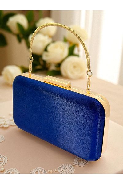 Wedding Fashion Navy Blue Color Glitter Satin Women's Evening Dress Bag Wedding Engagement Graduation