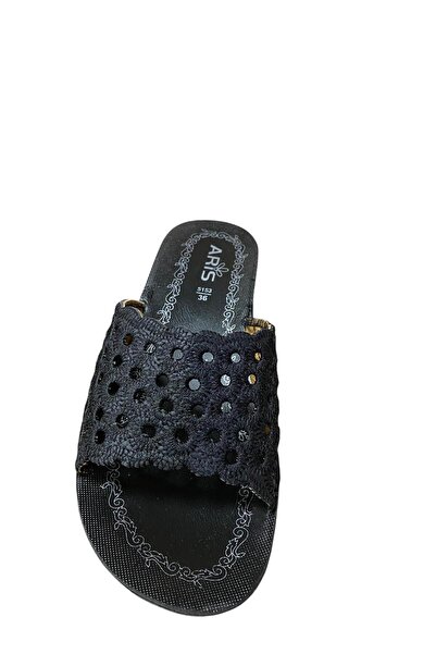 BY ARİS Γυναικείες Πλεκτές Παντόφλες Επίπεδη Λεπτή Σόλα