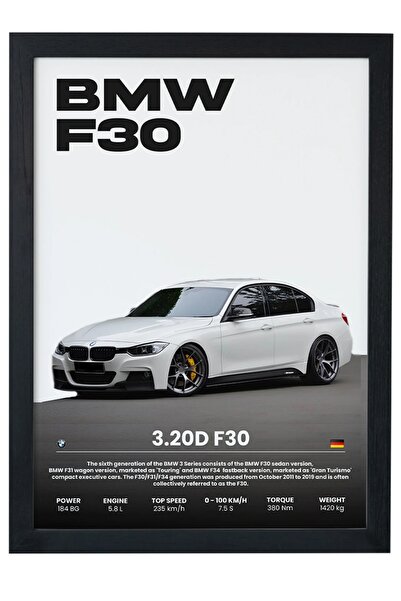 gxe.art Bmw 3.20D F30 V1 Tasarım Çerçeveli Poster Tablo