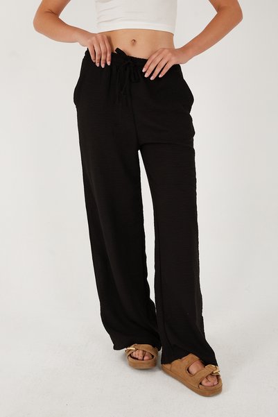 Goddy Pantaloni largi din amestec de in cu talie elastică (MOLD ORIGINAL)