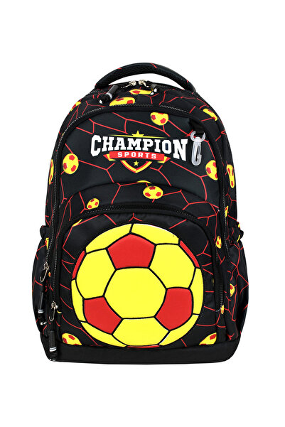 Bodmar Çanta Since 2023 Yellow Red Football Patterned Boy's Primary School Bag (Bag Thermal Lunch Pen Holder)