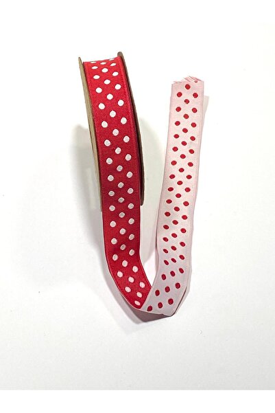 karantuhafiye شريط منسوج منقط على الوجهين / 10 متر / 20 ملم أحمر