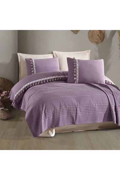 ŞENER HOME Clasy Διπλό Σετ Ζακάρ Πικέ Bohemline V7 Lilac