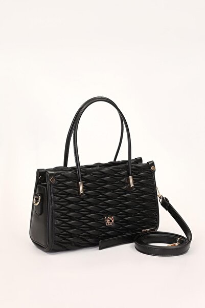 Levidor 930515 Embossed Diamond Pattern Women's Handbag Black