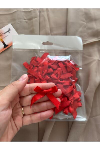Auralux Consept Kırmızı Saten İnce Fiyonk Kurdele 20'li