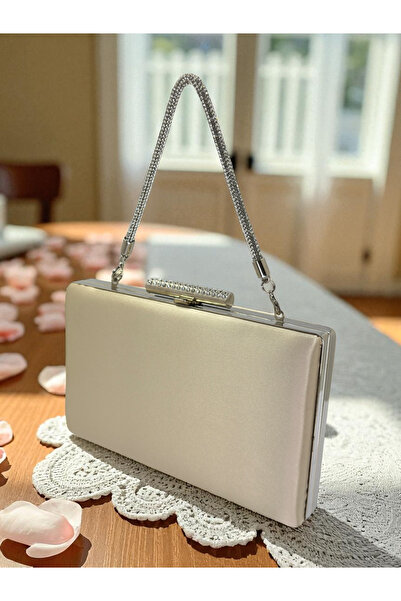 Wedding Fashion Nude Skin Color Satin Women's Evening Dress Bag , Lightweight...
