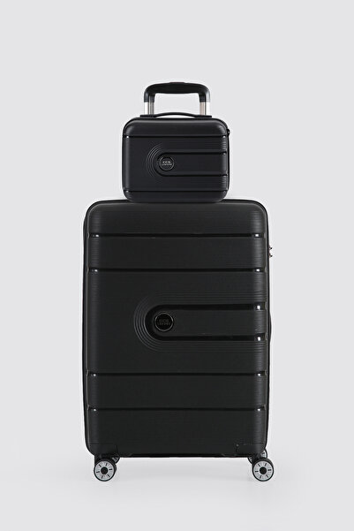 ÇÇS Ultra Hafif Polipropilen Kırılmaz Orta+Makyaj 2 Li Valiz Seti