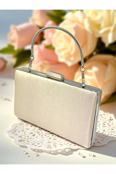 Wedding Fashion حقيبة فستان سهرة نسائية من الساتان بنمط مائي بلون البشرة، حفل...