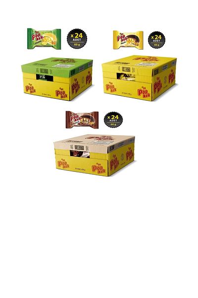 Eti Popcake Lemon-Banana-Chocolate 60 g x 72 Pieces (3 Mixed Packs)