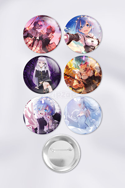 ZipZap Re Zero Çanta Süsü Rozet İğneli Buton Rozet Seti (6 ADET)