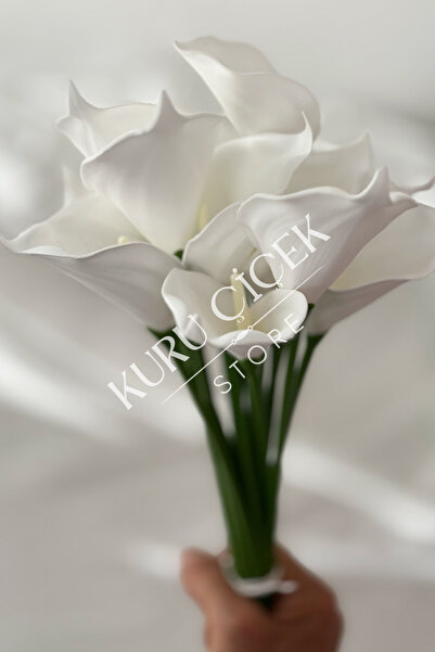 Smyrna Çiçek Beyaz Islak Gala, Solmaz, Sararmaz, Gerçek Dokulu 5'li Demet