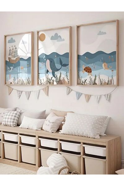 NT Handmade Natural Wooden Framed Uv Printing Baby Kids Room Wall Painting – Modern & Stylish Wall Decor