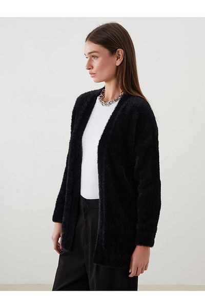 LC Waikiki Lcw Modest Shawl Collar Women's Plush Knitwear Cardigan (W5)