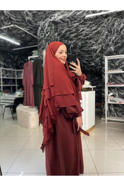 Fashion journey Standard Size Hijab Suit with Sleeve Baglama Hajj Umrah