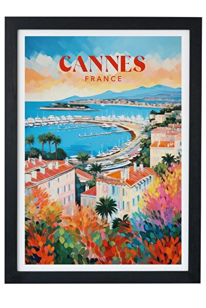 gxe.art Cannes France Pictură cu poster cu cadru negru