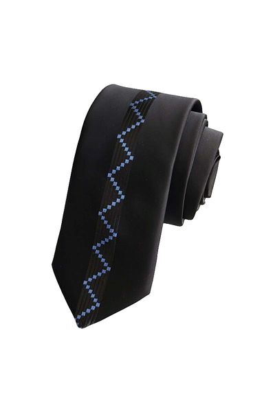 Exve Exclusive Blue Zigzag Patterned Special Board Slim Fashion Slim Tie