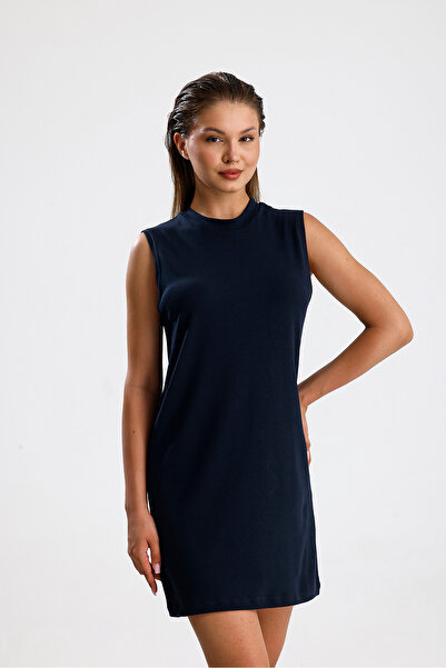 Elia Moda Navy Blue 100% Cotton Interlock Zero Sleeve Undershirt Blouse