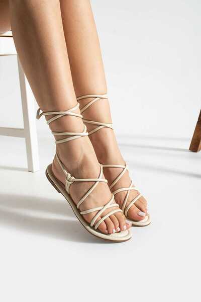 Yula Fashion Shoes Bella Kadın Bilek Bağmalı İpli Sandalet