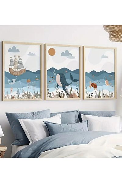 NT Handmade Natural Wooden Framed Uv Printing Baby Kids Room Wall Painting – Modern & Stylish Wall Decor
