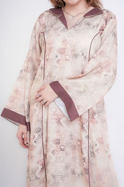 IKKXA Elegant Patterns Collared Jalabiya