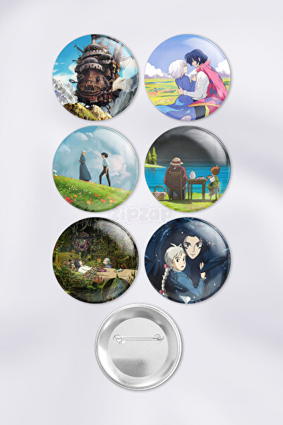 ZipZap Howl's Moving Castle Howl no Ugoku Shiro Çanta Süsü Rozet İğneli Buton Rozet Seti (6 ADET)