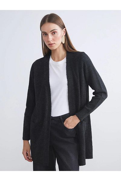LC Waikiki LCWAIKIKI Cardigan de tricotaj pentru femei cu guler șal clasic (W5)