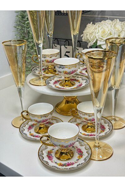 Kosova 6 Kişilik Tiago Fincan Takımı & Kahve Yanı Su Bardağı