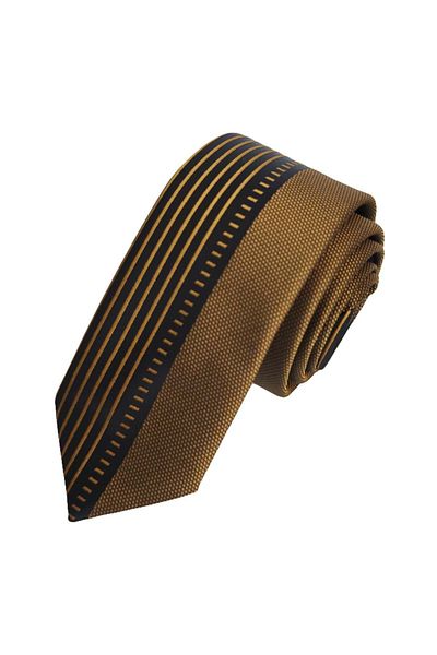 Exve Exclusive Gold Copper Stripes Black Custom Board Cut Slim Fashion Slim Tie