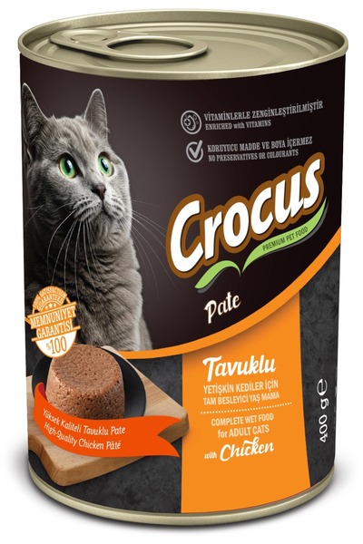 Crocus DS-DERIN Yetişkin Kedi Tavuklu Pate Yaş Mama 400g