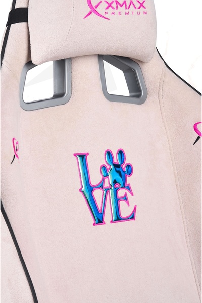 XMAX / Rio Plus Love Açık Pembe Su İtici Lüks Kadife Şönil Kumaş Oyuncu Koltuğu / 120 KG Taşıma