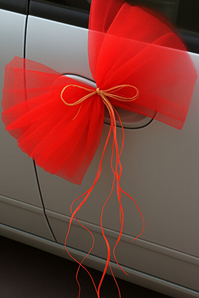 serap çiçekçilik Kırmızı Gelin Arabası Süsleme Tülü 6 Adet