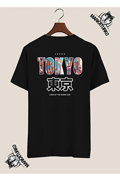 MarkaTurko تيشيرت طباعة خلفية بتصميم خاص من طوكيو 8530-18