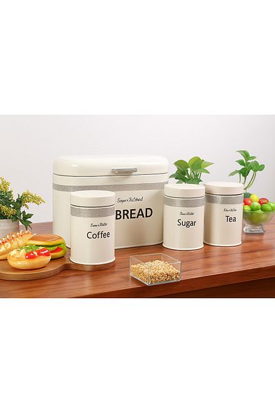 Generic Tea and coffee storage jars with a lid for storing bread
