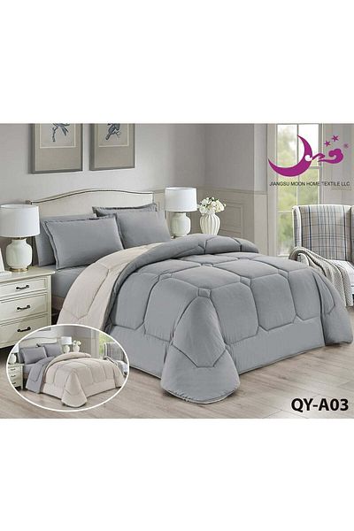 Moon Summer Quilt Bedding Set 6 Pieces - Double Size - Reversible Microfiber 230×250 cm