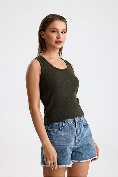 Elia Moda Khaki Lycra Camisole Blouse