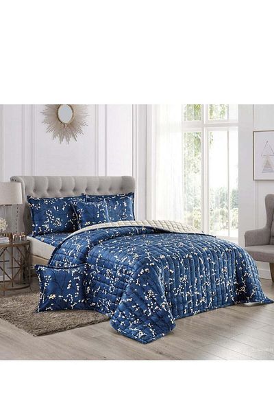 Moon Winter Patterned Comforter Set Twin Size Soft Velvet 6 Pieces