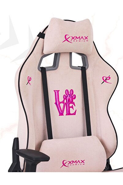 XMAX / Rio Love Açık Pembe Su İtici Lüks Kadife Şönil Kumaş Oyuncu Koltuğu / ...