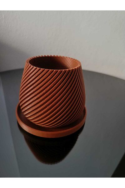 OEM Brown Spiral Textured Modern Vase