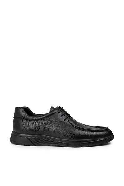 Deery Men's Genuine Leather Black Walking Shoes