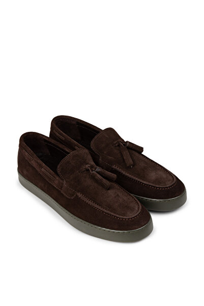 Deery Чоловічі шкіряні лофери з бахромою, коричневі