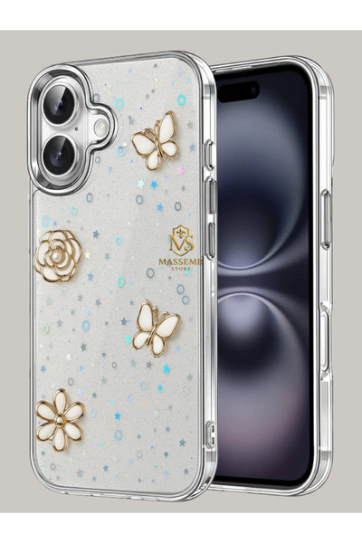 Massemr Apple iPhone 16 Plus Compatible Luxury Patterned Silicone Case – Stylish Design, High-End Premium Cover