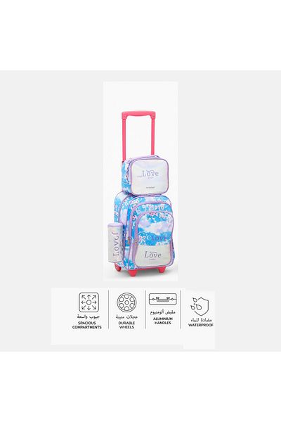 Kids 3-Piece School Trolley Backpack Set with Lunch Bag & Pencil Case – Durable, Lightweight