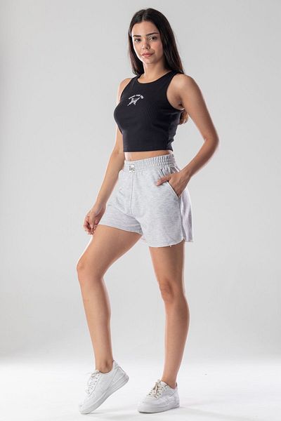 Mood Lab Loose Cut Dirty Edge Pocket Detail Women's Shorts with Elastic Waist