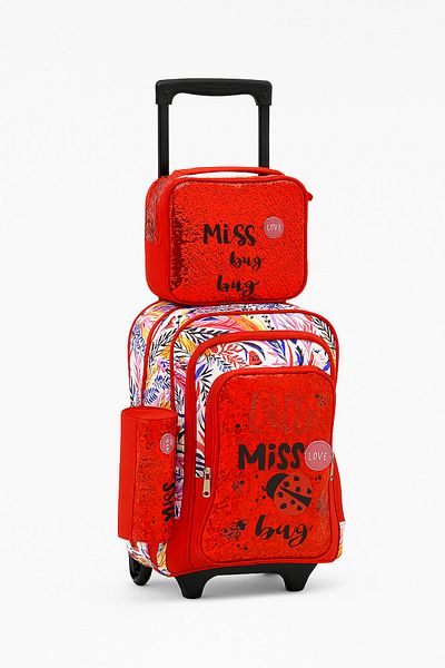 Kids 3Piece School Trolley Backpack Set with Lunch Bag and Pencil Case. Durable, Lightweight